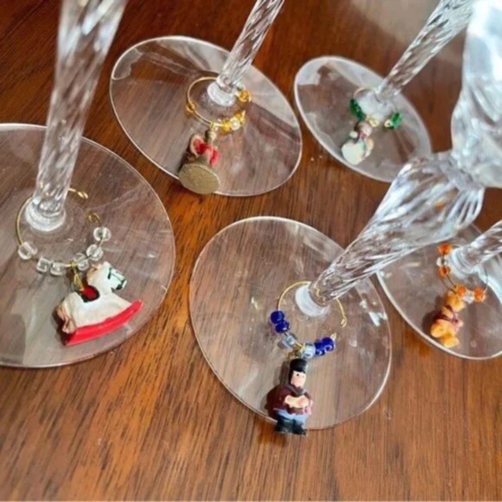 Vintage Christmas Wine Glass Charms